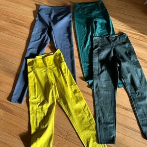 Girlfriend Collective Women's Leggings in Blue, Green, and Yellow